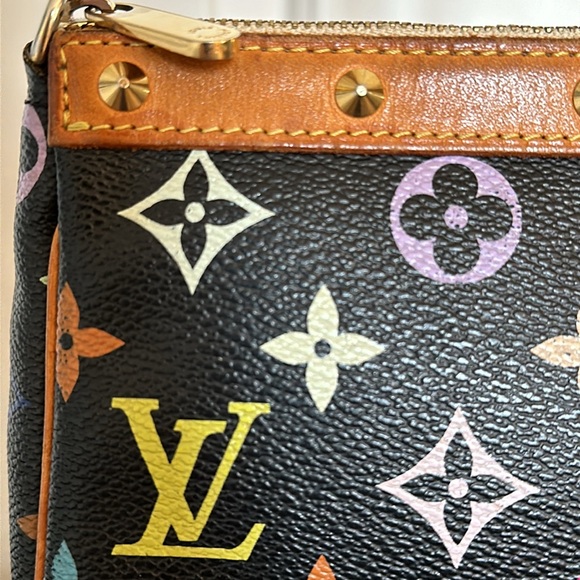 Louis Vuitton Monogram Murakami Multicolor Studded Pochette Accessories Black - Picture 3 of 17